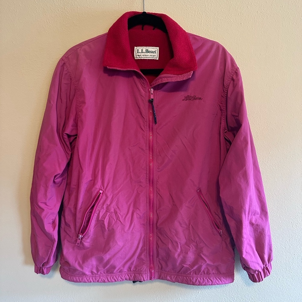 Vintage LL Bean Pink Fleece Three Season Jacket Womens Size Medium